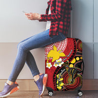 Papua New Guinea And Australia Aboriginal Luggage Cover Bird Of Paradise And Kangaroo Together LT05 - Polynesian Pride
