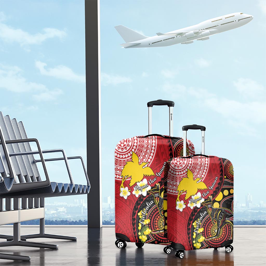 Papua New Guinea And Australia Aboriginal Luggage Cover Bird Of Paradise And Kangaroo Together LT05 - Polynesian Pride