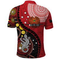 Papua New Guinea And Australia Aboriginal Polo Shirt Bird Of Paradise And Kangaroo Together LT05 - Polynesian Pride