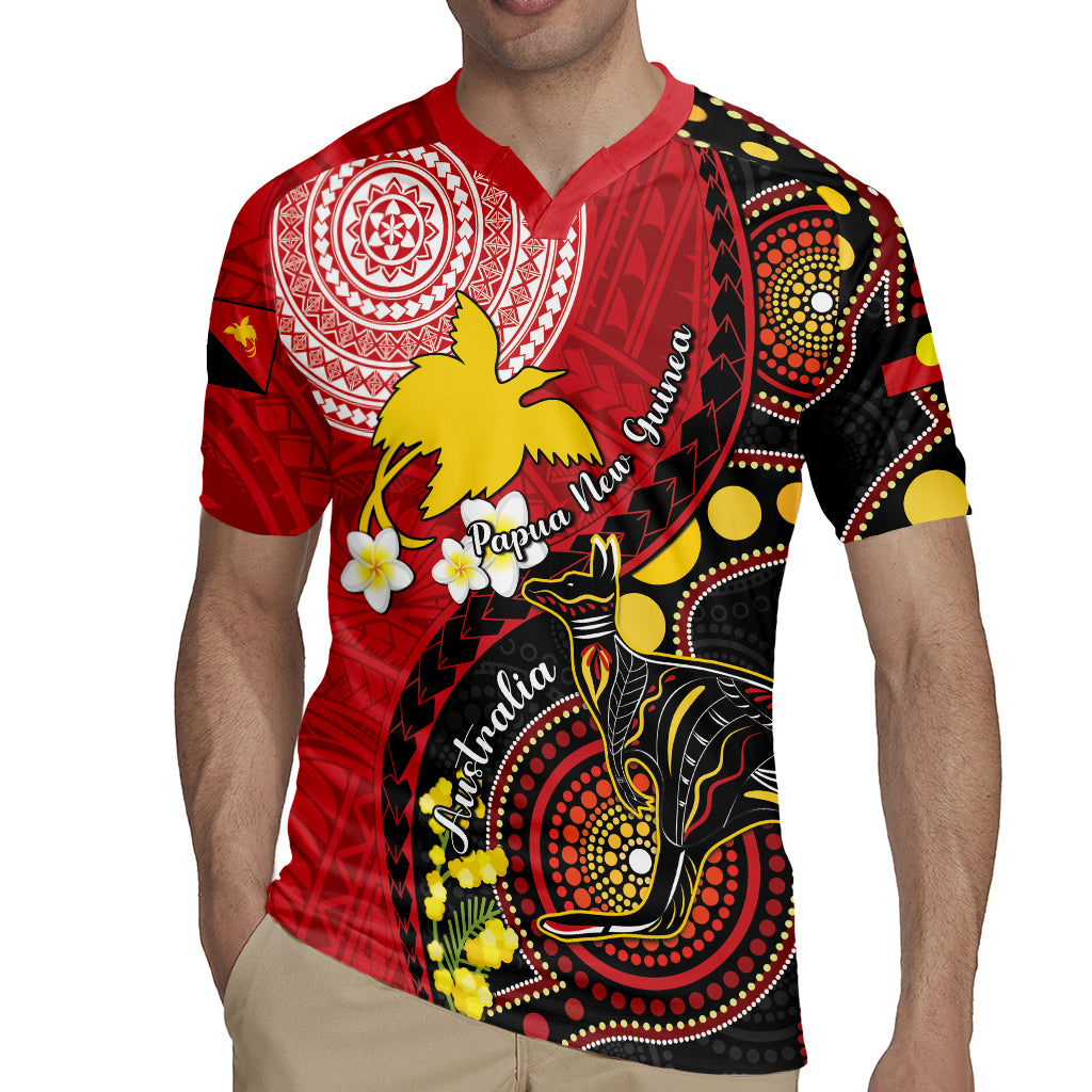 Papua New Guinea And Australia Aboriginal Rugby Jersey Bird Of Paradise And Kangaroo Together LT05 - Polynesian Pride