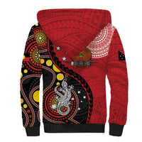 Papua New Guinea And Australia Aboriginal Sherpa Hoodie Bird Of Paradise And Kangaroo Together LT05 - Polynesian Pride