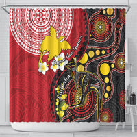Papua New Guinea And Australia Aboriginal Shower Curtain Bird Of Paradise And Kangaroo Together LT05 - Polynesian Pride