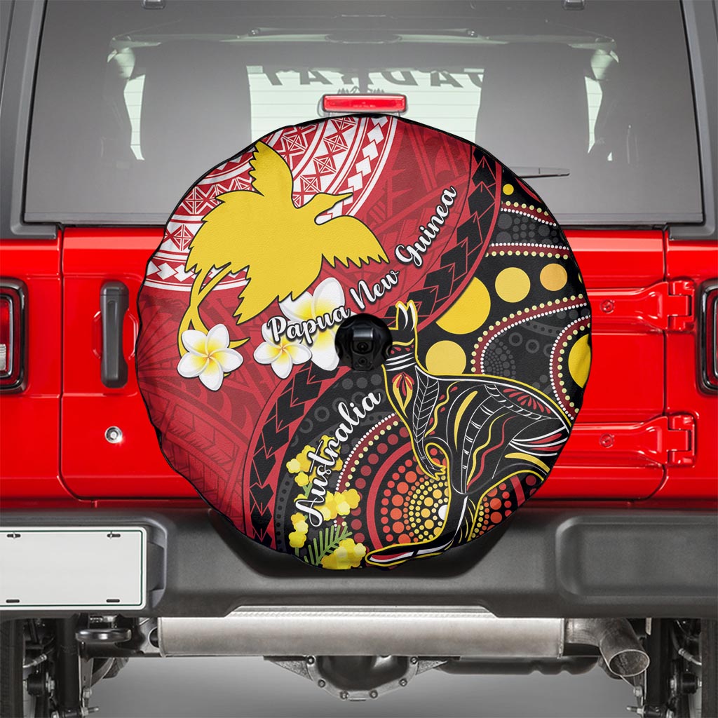 Papua New Guinea And Australia Aboriginal Spare Tire Cover Bird Of Paradise And Kangaroo Together LT05 - Polynesian Pride