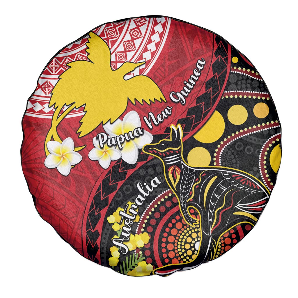 Papua New Guinea And Australia Aboriginal Spare Tire Cover Bird Of Paradise And Kangaroo Together LT05 - Polynesian Pride