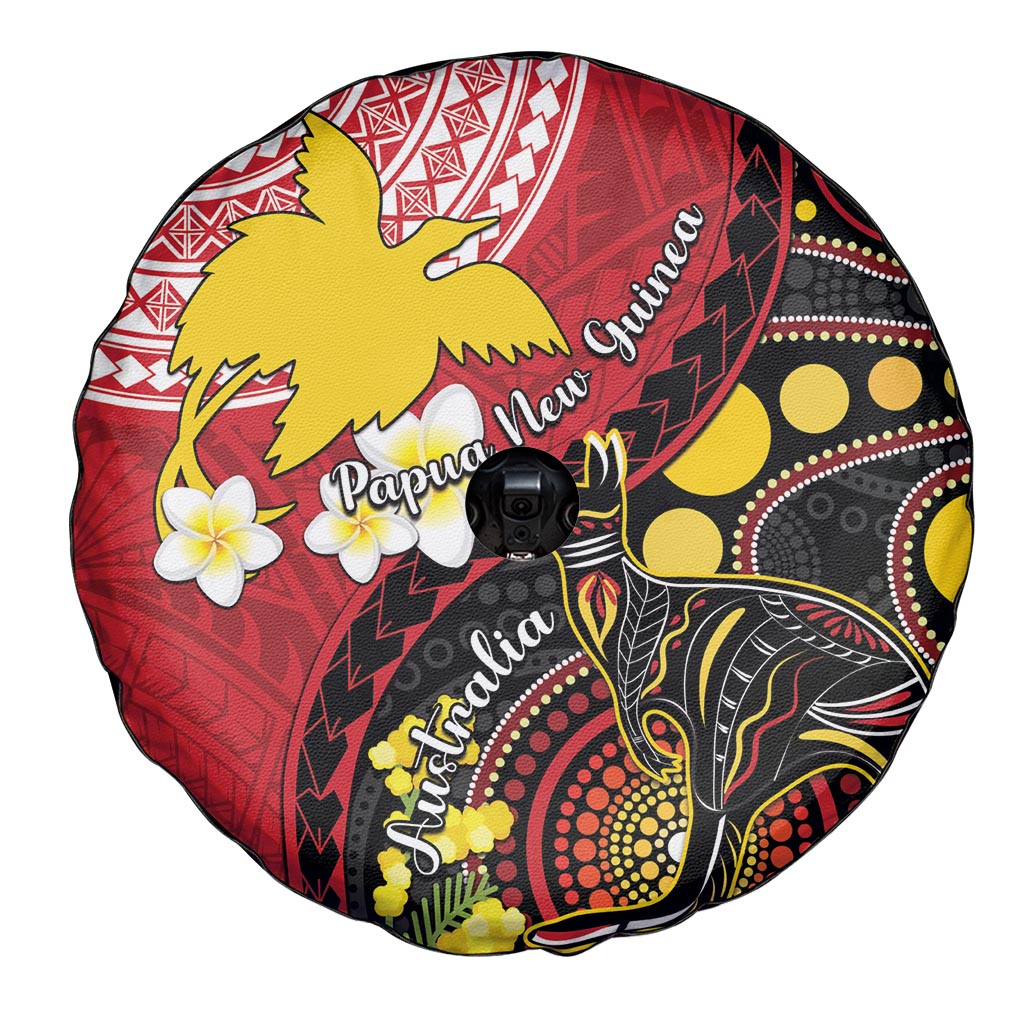 Papua New Guinea And Australia Aboriginal Spare Tire Cover Bird Of Paradise And Kangaroo Together LT05 - Polynesian Pride