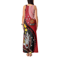 Papua New Guinea And Australia Aboriginal Tank Maxi Dress Bird Of Paradise And Kangaroo Together LT05 - Polynesian Pride