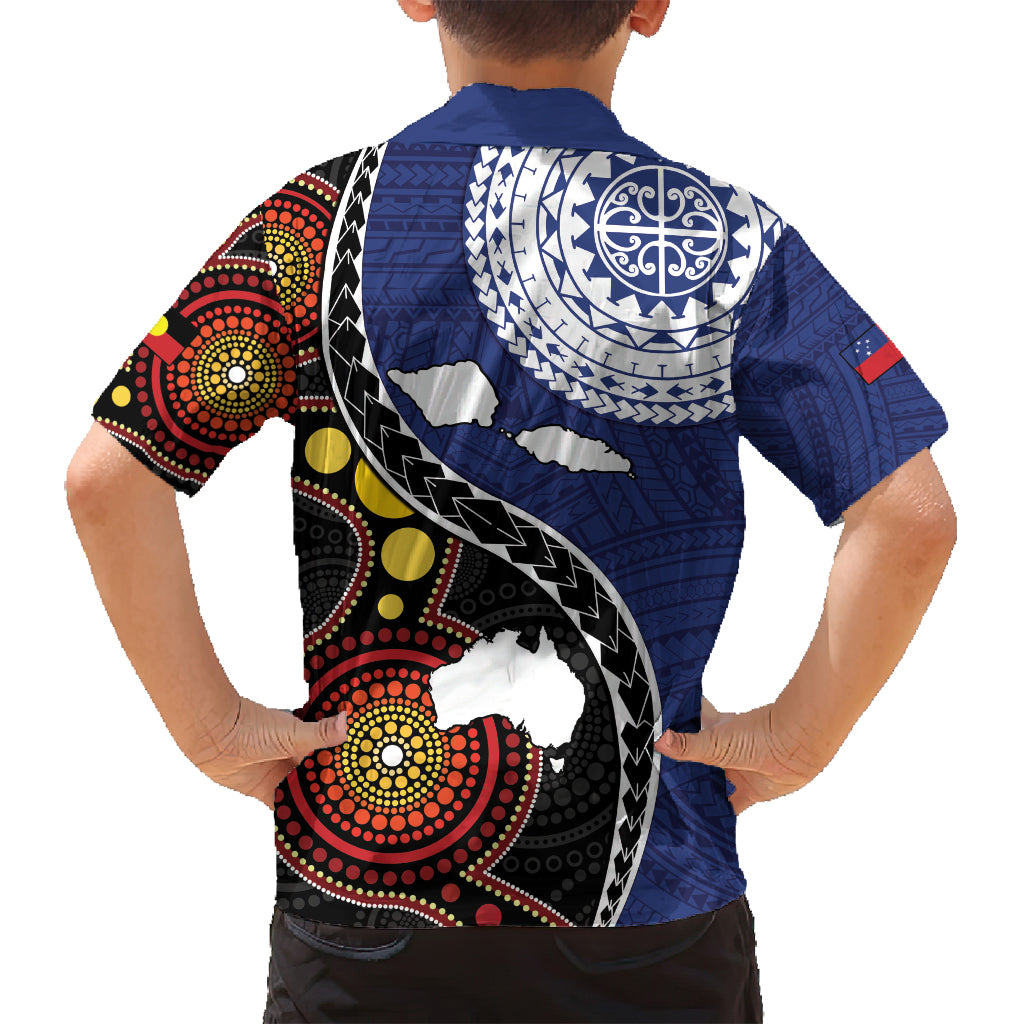 Samoa And Australia Together Family Matching Long Sleeve Bodycon Dress and Hawaiian Shirt Aboriginal Mix Polynesian LT05 - Polynesian Pride