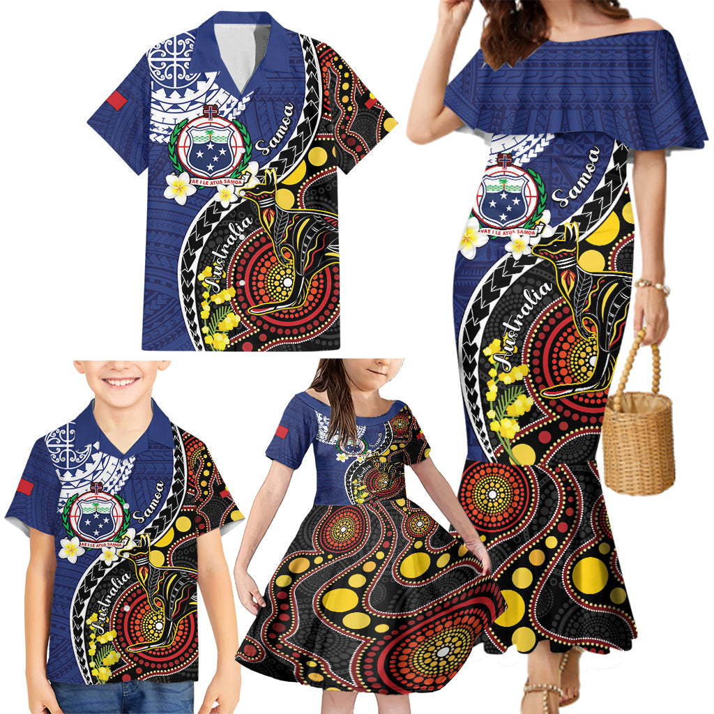 Samoa And Australia Together Family Matching Mermaid Dress and Hawaiian Shirt Aboriginal Mix Polynesian LT05 - Polynesian Pride