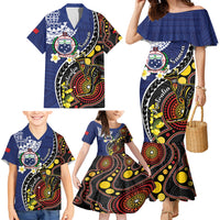 Samoa And Australia Together Family Matching Mermaid Dress and Hawaiian Shirt Aboriginal Mix Polynesian LT05 - Polynesian Pride