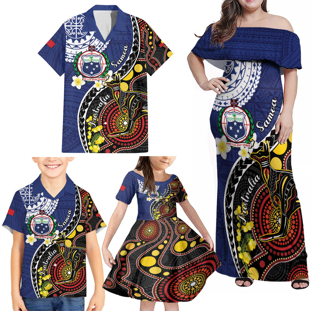 Samoa And Australia Together Family Matching Off Shoulder Maxi Dress and Hawaiian Shirt Aboriginal Mix Polynesian LT05 - Polynesian Pride