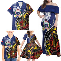 Samoa And Australia Together Family Matching Off Shoulder Maxi Dress and Hawaiian Shirt Aboriginal Mix Polynesian LT05 - Polynesian Pride