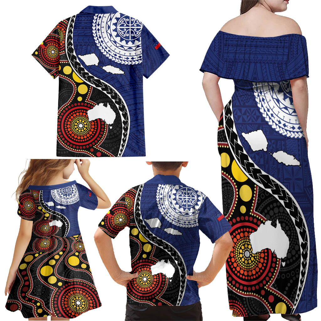 Samoa And Australia Together Family Matching Off Shoulder Maxi Dress and Hawaiian Shirt Aboriginal Mix Polynesian LT05 - Polynesian Pride