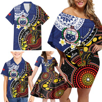 Samoa And Australia Together Family Matching Off Shoulder Short Dress and Hawaiian Shirt Aboriginal Mix Polynesian LT05 - Polynesian Pride