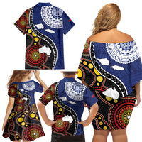 Samoa And Australia Together Family Matching Off Shoulder Short Dress and Hawaiian Shirt Aboriginal Mix Polynesian LT05 - Polynesian Pride