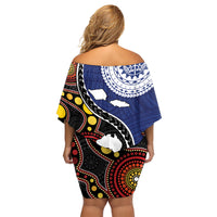 Samoa And Australia Together Family Matching Off Shoulder Short Dress and Hawaiian Shirt Aboriginal Mix Polynesian LT05 - Polynesian Pride