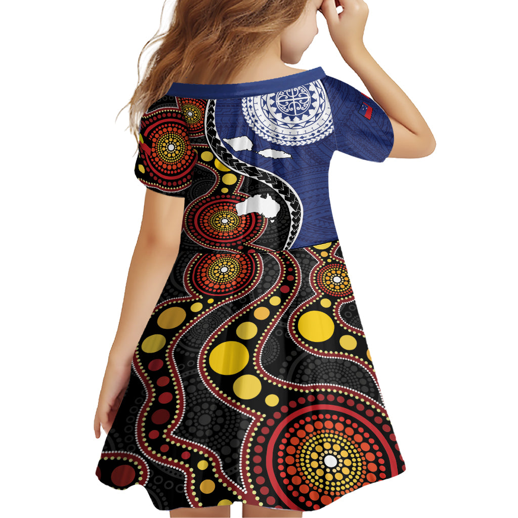 Samoa And Australia Together Family Matching Short Sleeve Bodycon Dress and Hawaiian Shirt Aboriginal Mix Polynesian LT05 - Polynesian Pride