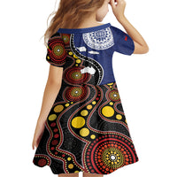 Samoa And Australia Together Kid Short Sleeve Dress Aboriginal Mix Polynesian