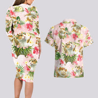 Hawaii Guinea Hula Pig Couples Matching Long Sleeve Bodycon Dress and Hawaiian Shirt Funny Tropical Style LT05 - Polynesian Pride