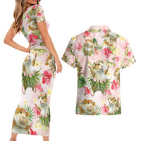 Hawaii Guinea Hula Pig Couples Matching Short Sleeve Bodycon Dress and Hawaiian Shirt Funny Tropical Style LT05 - Polynesian Pride