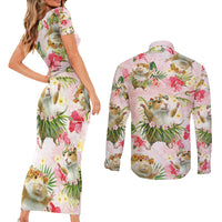 Hawaii Guinea Hula Pig Couples Matching Short Sleeve Bodycon Dress and Long Sleeve Button Shirt Funny Tropical Style LT05 - Polynesian Pride