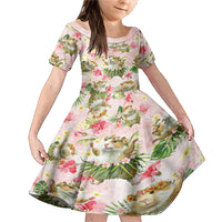 Hawaii Guinea Hula Pig Family Matching Mermaid Dress and Hawaiian Shirt Funny Tropical Style LT05 Daughter's Dress Pink - Polynesian Pride