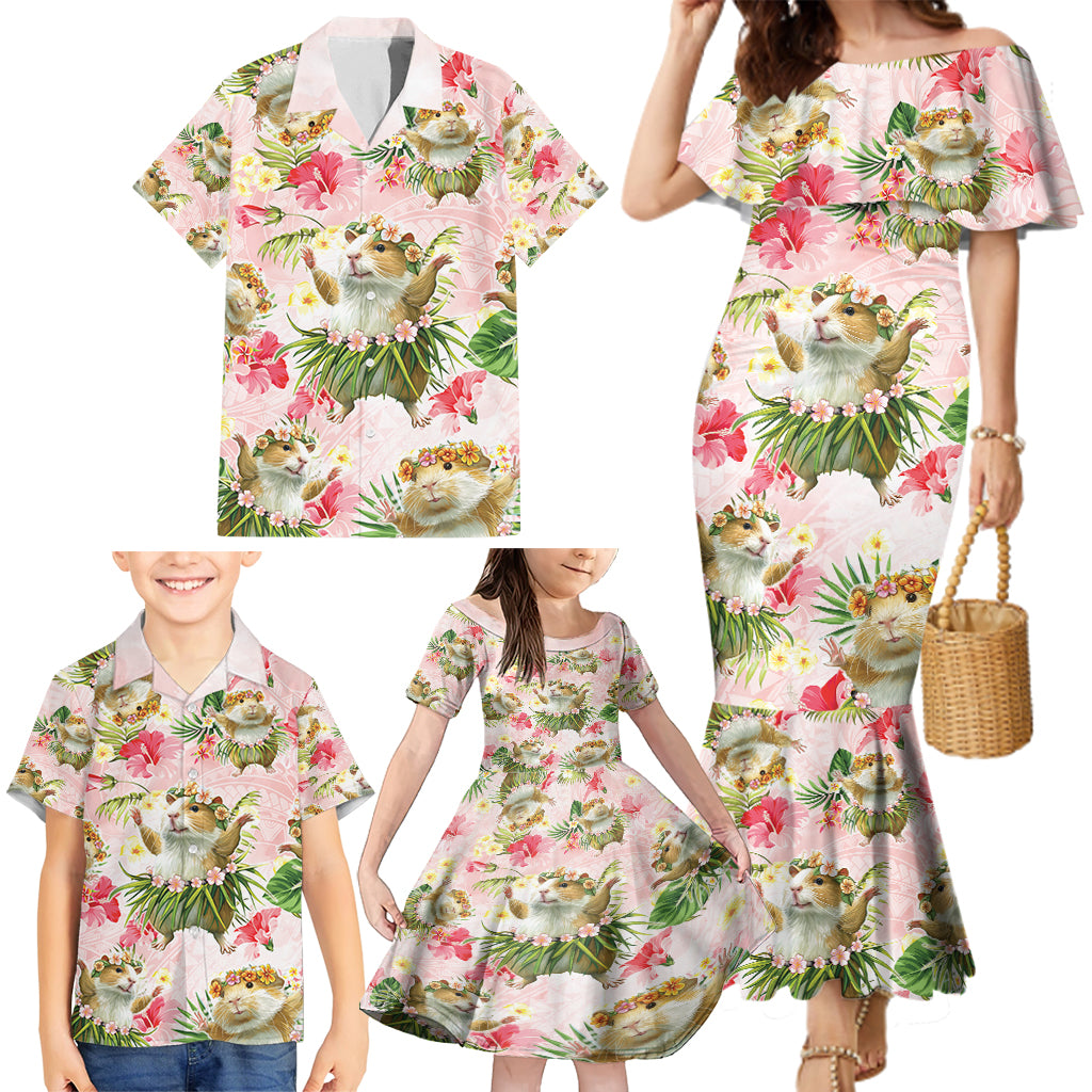 Hawaii Guinea Hula Pig Family Matching Mermaid Dress and Hawaiian Shirt Funny Tropical Style LT05 - Polynesian Pride