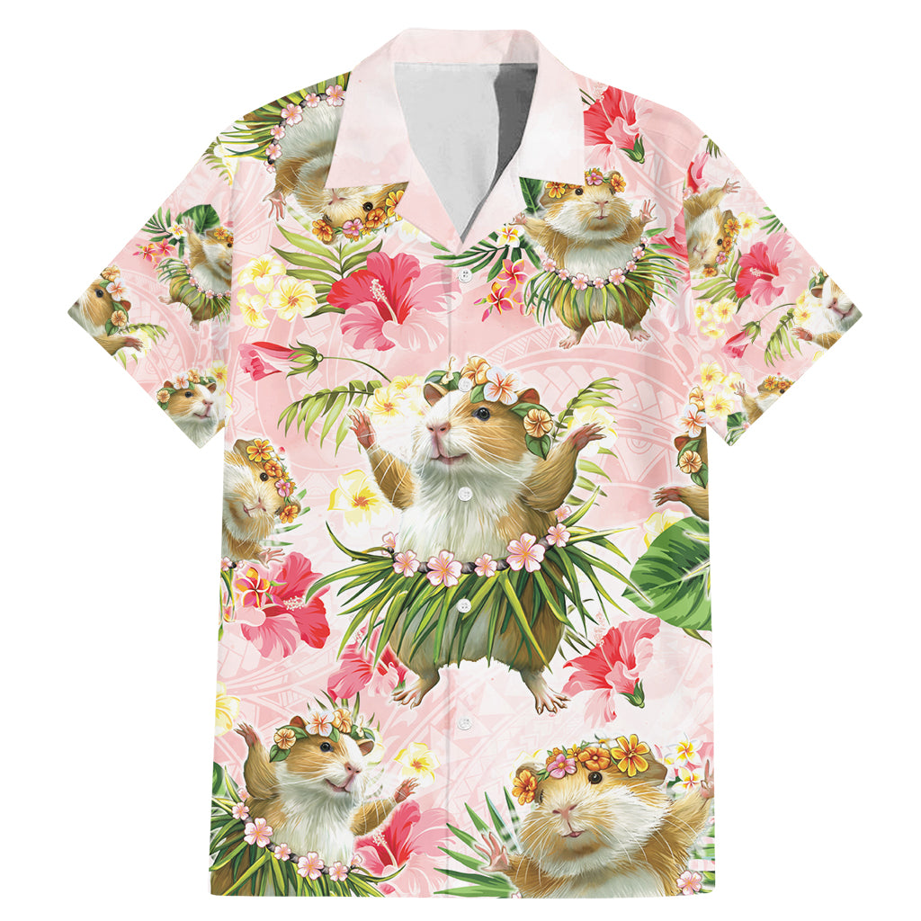 Hawaii Guinea Hula Pig Family Matching Mermaid Dress and Hawaiian Shirt Funny Tropical Style LT05 Dad's Shirt - Short Sleeve Pink - Polynesian Pride