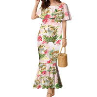Hawaii Guinea Hula Pig Family Matching Mermaid Dress and Hawaiian Shirt Funny Tropical Style LT05 Mom's Dress Pink - Polynesian Pride