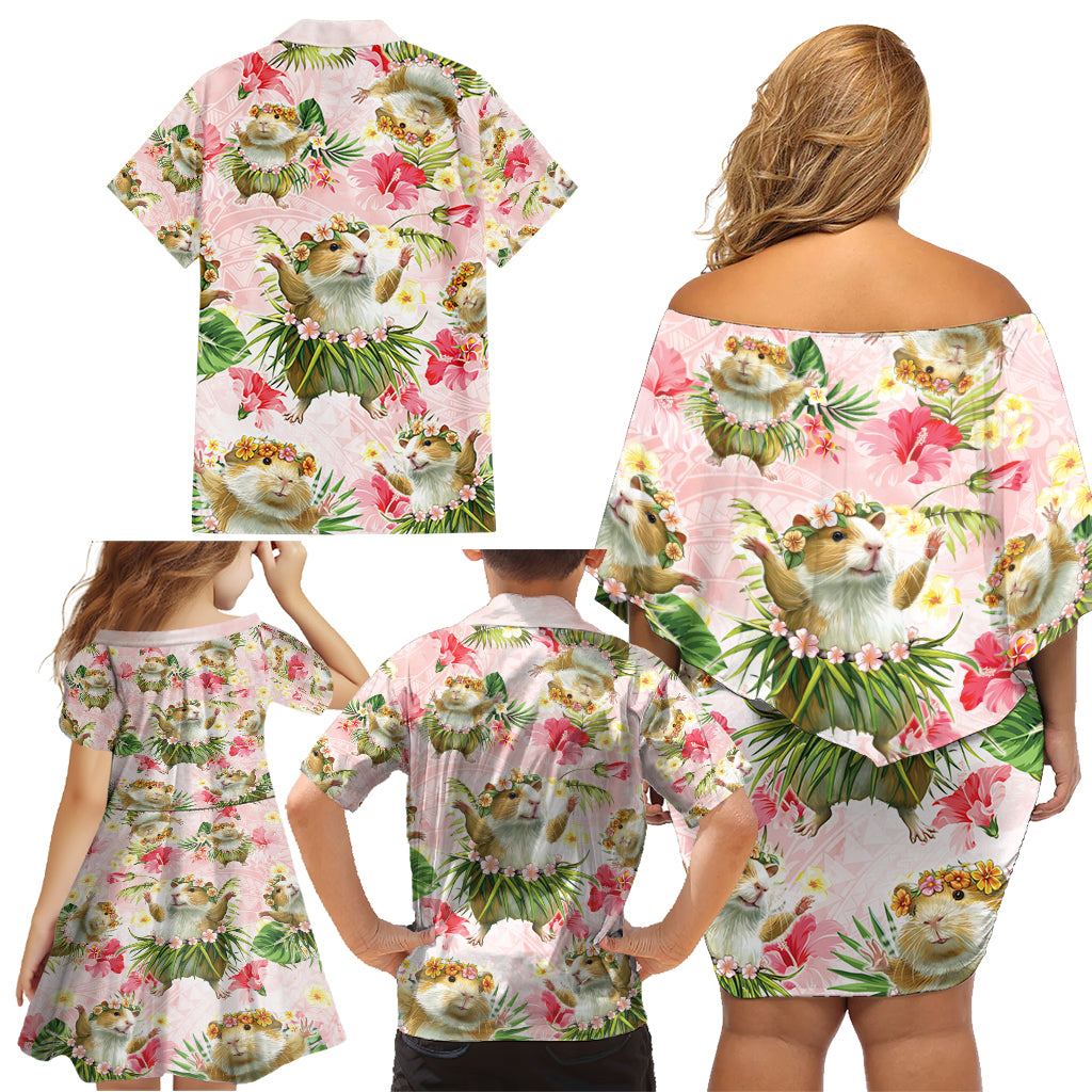 Hawaii Guinea Hula Pig Family Matching Off Shoulder Short Dress and Hawaiian Shirt Funny Tropical Style LT05 - Polynesian Pride