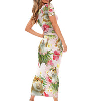 Hawaii Guinea Hula Pig Family Matching Short Sleeve Bodycon Dress and Hawaiian Shirt Funny Tropical Style LT05 - Polynesian Pride