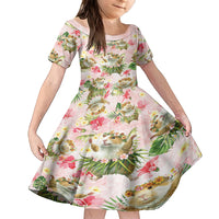 Hawaii Guinea Hula Pig Family Matching Tank Maxi Dress and Hawaiian Shirt Funny Tropical Style LT05 Daughter's Dress Pink - Polynesian Pride