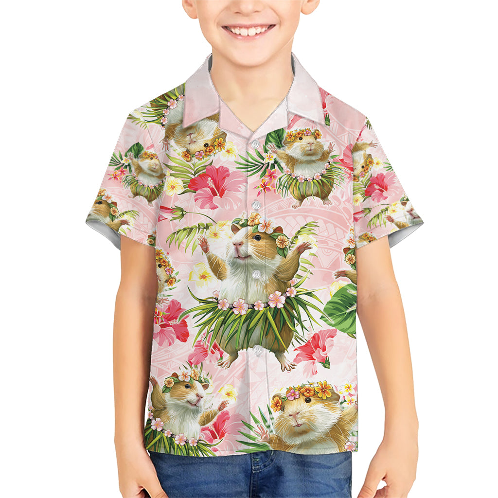Hawaii Guinea Hula Pig Kid Hawaiian Shirt Funny Tropical Style LT05 Kid Pink - Polynesian Pride