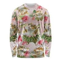 Hawaii Guinea Hula Pig Long Sleeve Shirt Funny Tropical Style LT05 Unisex Pink - Polynesian Pride