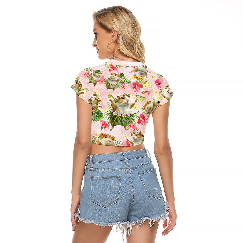 Hawaii Guinea Hula Pig Raglan Cropped T Shirt Funny Tropical Style