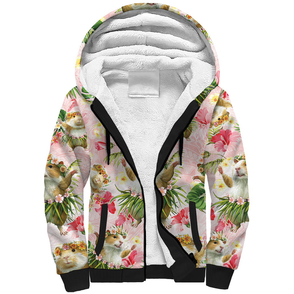 Hawaii Guinea Hula Pig Sherpa Hoodie Funny Tropical Style LT05 Unisex Pink - Polynesian Pride