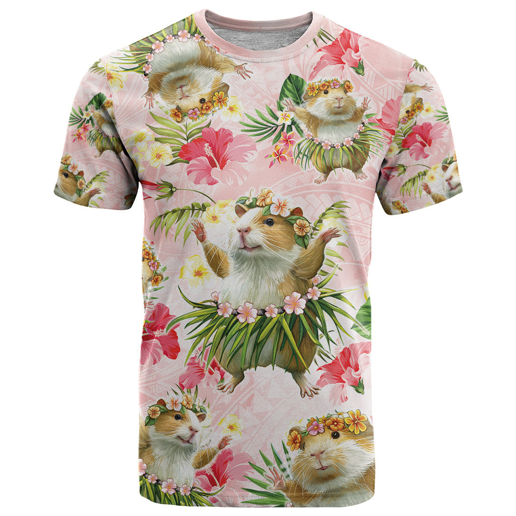 Hawaii Guinea Hula Pig T Shirt Funny Tropical Style LT05 Pink - Polynesian Pride