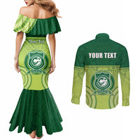 Personalised Ballantine Memorial School Couples Matching Mermaid Dress and Long Sleeve Button Shirt With Fijian Tapa Pattern LT05 - Polynesian Pride