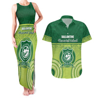 Personalised Ballantine Memorial School Couples Matching Tank Maxi Dress and Hawaiian Shirt With Fijian Tapa Pattern LT05 Green - Polynesian Pride