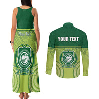 Personalised Ballantine Memorial School Couples Matching Tank Maxi Dress and Long Sleeve Button Shirt With Fijian Tapa Pattern LT05 - Polynesian Pride