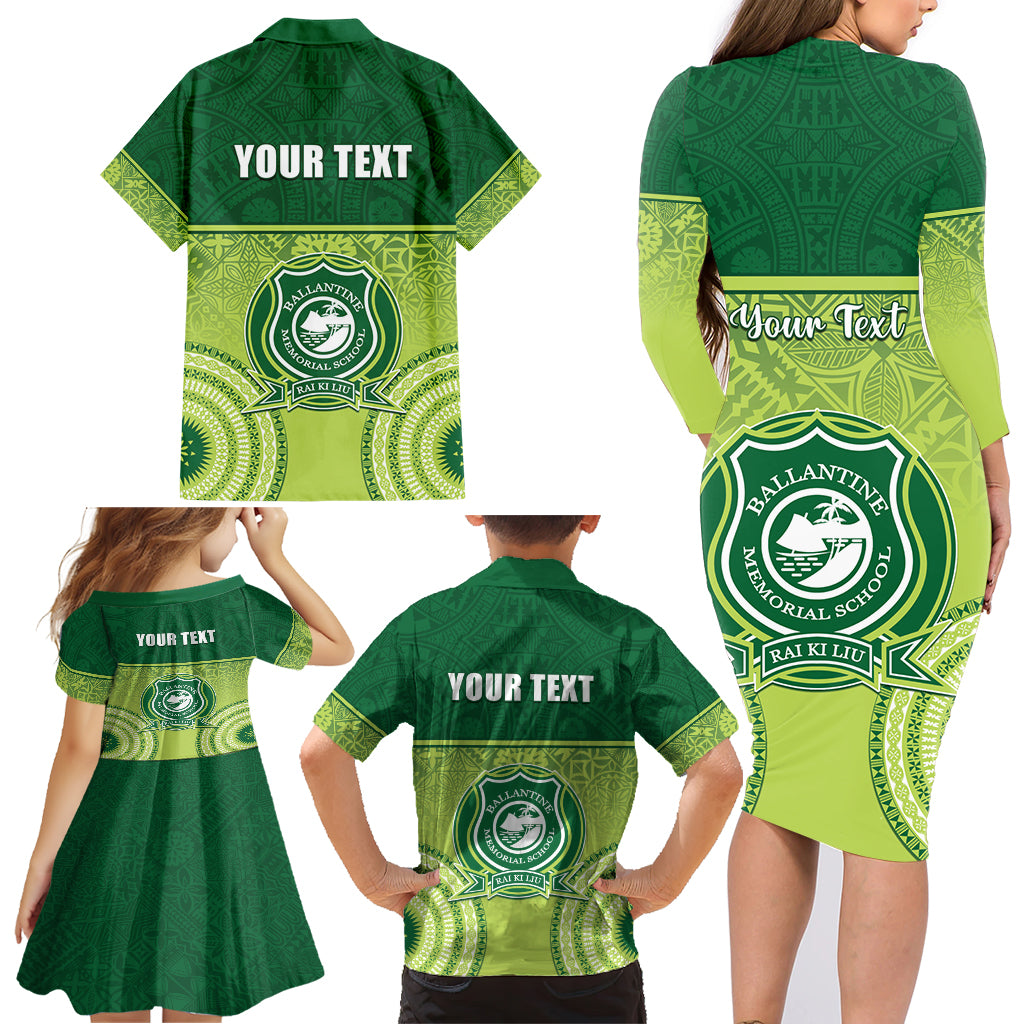 Personalised Ballantine Memorial School Family Matching Long Sleeve Bodycon Dress and Hawaiian Shirt With Fijian Tapa Pattern LT05 - Polynesian Pride