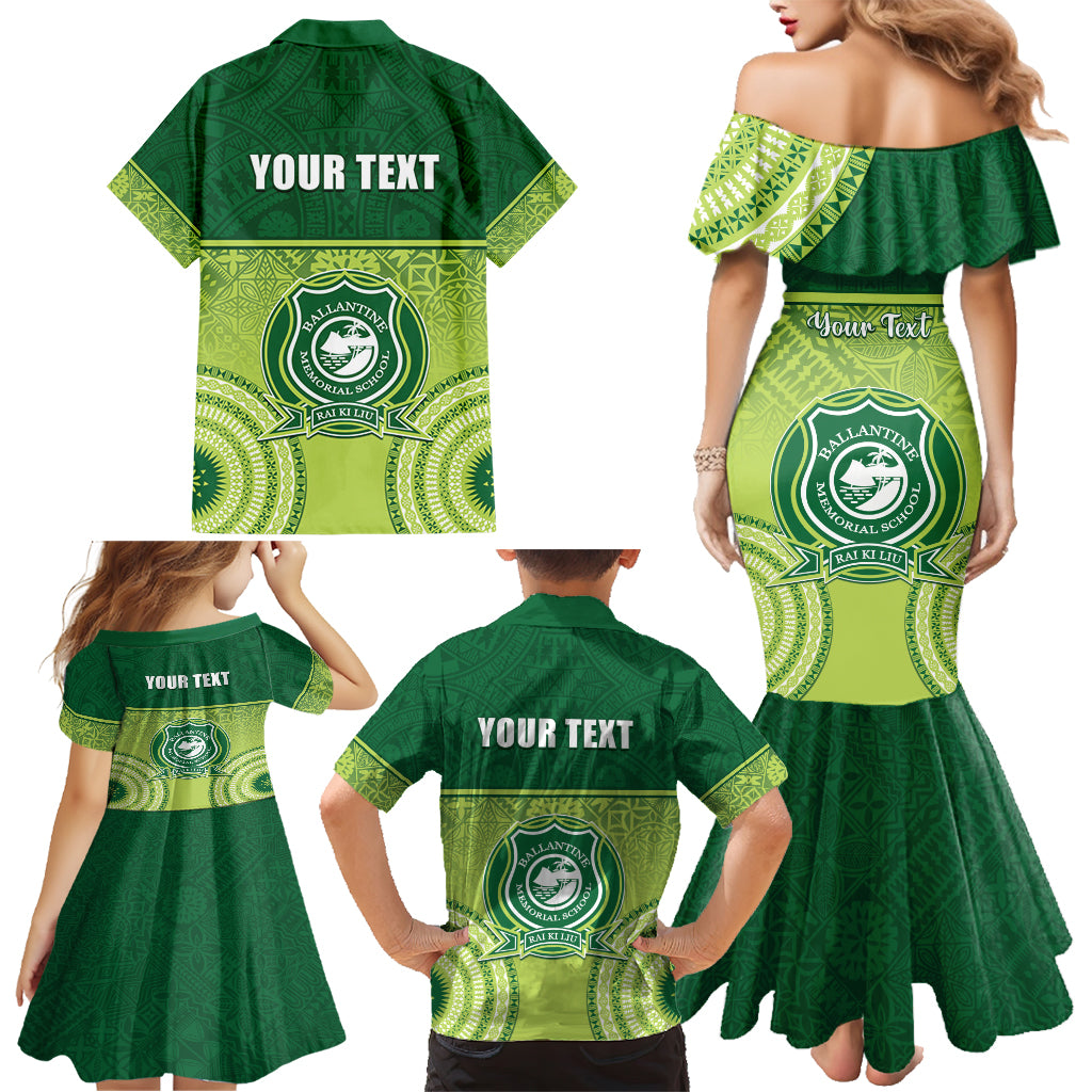 Personalised Ballantine Memorial School Family Matching Mermaid Dress and Hawaiian Shirt With Fijian Tapa Pattern LT05 - Polynesian Pride