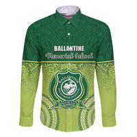 Personalised Ballantine Memorial School Family Matching Mermaid Dress and Hawaiian Shirt With Fijian Tapa Pattern LT05 Dad's Shirt - Long Sleeve Green - Polynesian Pride