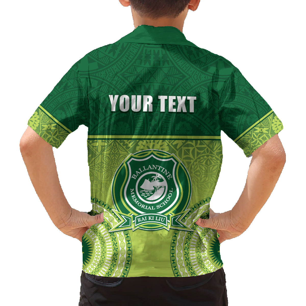 Personalised Ballantine Memorial School Family Matching Off The Shoulder Long Sleeve Dress and Hawaiian Shirt With Fijian Tapa Pattern LT05 - Polynesian Pride