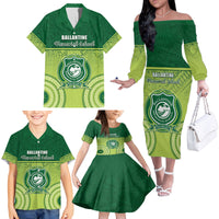 Personalised Ballantine Memorial School Family Matching Off The Shoulder Long Sleeve Dress and Hawaiian Shirt With Fijian Tapa Pattern LT05 - Polynesian Pride