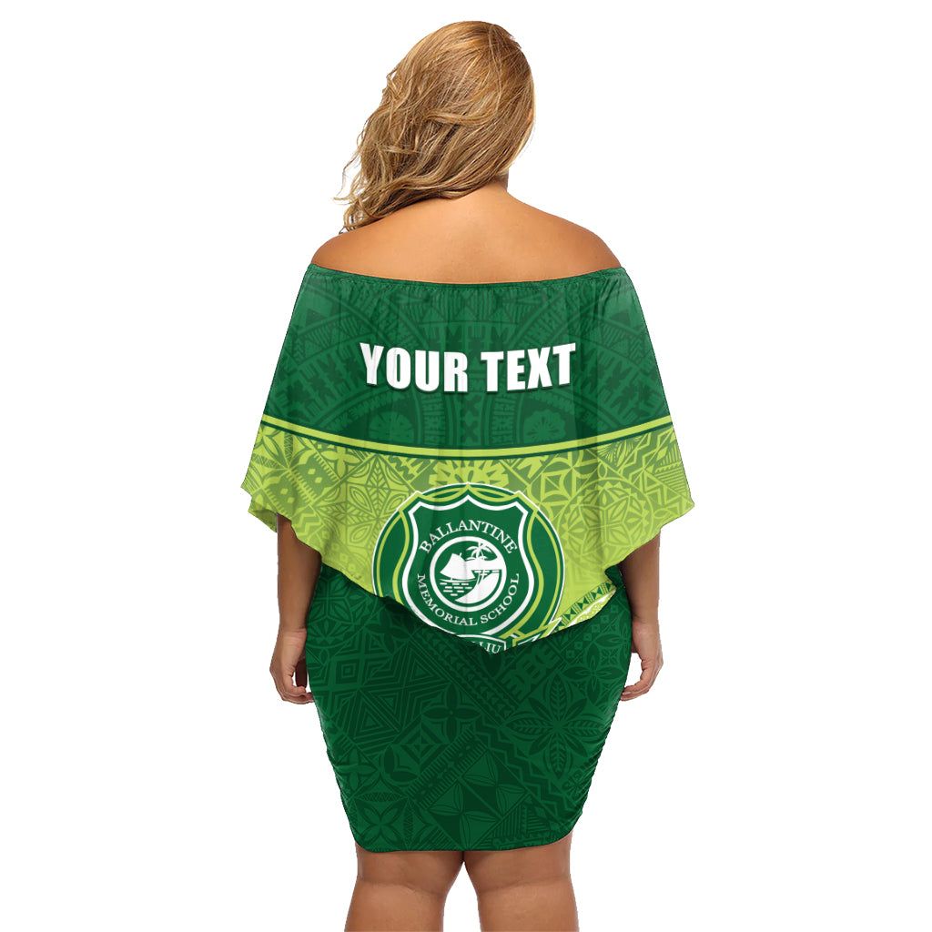 Personalised Ballantine Memorial School Family Matching Off Shoulder Short Dress and Hawaiian Shirt With Fijian Tapa Pattern LT05 - Polynesian Pride