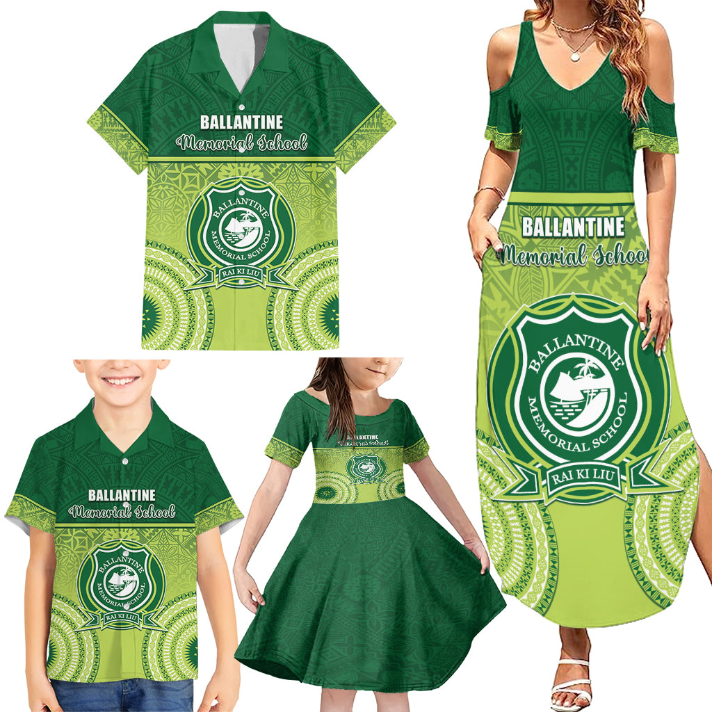 Personalised Ballantine Memorial School Family Matching Summer Maxi Dress and Hawaiian Shirt With Fijian Tapa Pattern LT05 - Polynesian Pride