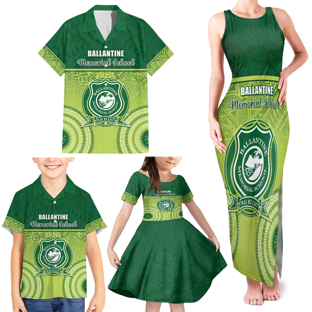 Personalised Ballantine Memorial School Family Matching Tank Maxi Dress and Hawaiian Shirt With Fijian Tapa Pattern LT05 - Polynesian Pride