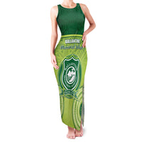 Personalised Ballantine Memorial School Family Matching Tank Maxi Dress and Hawaiian Shirt With Fijian Tapa Pattern LT05 Mom's Dress Green - Polynesian Pride