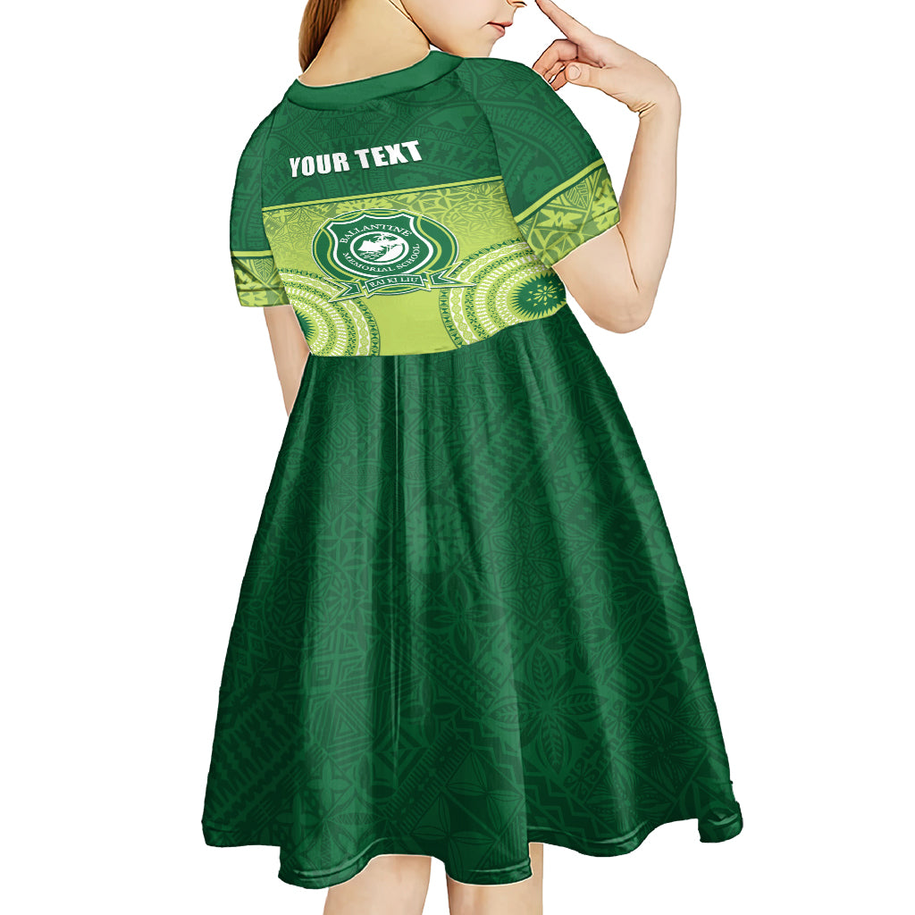 Personalised Ballantine Memorial School Kid Short Sleeve Dress With Fijian Tapa Pattern