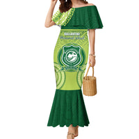 Personalised Ballantine Memorial School Mermaid Dress With Fijian Tapa Pattern LT05 Women Green - Polynesian Pride